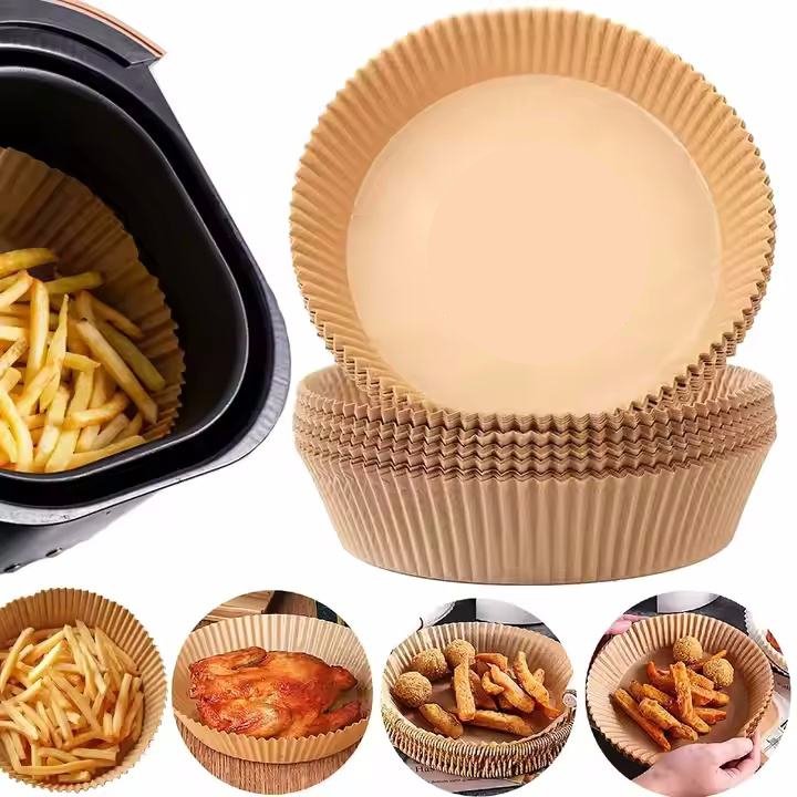 Disposable Round Air Fryer Liner Paper Waterproof Non-Stick and Oil Absorption for Baking Cake Household Use