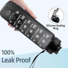 Shazanoor Motivational Water Bottle – 1 Litre BPA-Free Leakproof Bottle with Time Marker & Strap for Gym, Office & Outdoor Hydration